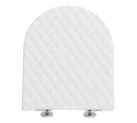 YEAUPE PRO Abattant de WC en forme de D, court, abattant en structure en losanges, avec fermeture en douceur, anti-rayures et silencieux, amovible, montage facile avec pochoir, 43,5 x 36,2 cm