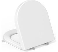 YEAUPE PRO Abattant WC à Fermeture Amortie, Lunette WC Facile à Installer, Capacité de Charge Jusqu'à 150 kg, Blanc, en Forme de D [COURT], 42,5 x 36,3 x 4,9 cm