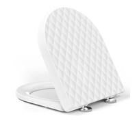 YEAUPE PRO Abattant WC avec frein de chute Forme D, - Cuvette Toilette en PP avec Démontage Rapide, Patins Antidérapants et Gabarit d’installation - Silencieux et Durable, Blanc 43,5 * 36,2 cm