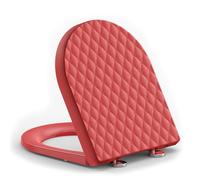 YEAUPE PRO Abattant WC avec frein de chute Forme D, - Cuvette Toilette en PP avec Démontage Rapide, Patins Antidérapants et Gabarit d’installation - Silencieux et Durable, Rouge 43,5 * 36,2 cm