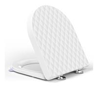 YEAUPE PRO Abattant WC avec frein de chute Forme D, - Cuvette Toilette en PP avec Démontage Rapide, Poignée, Patins Antidérapants et Gabarit d’installation - Silencieux et Durable, Blanc 43,5*36,2 cm