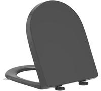 YEAUPE PRO Abattant WC en forme de D - Gris - Fermeture amortie | Ajustement universel, fixation supérieure, charnières réglables 130-250 mm, vis en acier inoxydable 304