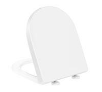 YEAUPE PRO Abattant WC Forme D [LONG], Cuvette Toilette avec Frein de Chute, Lunette WC Avec Charnière Métallique, Lunette de Toilette 45 * 36,1 * 5 CM, Blanche, Gabarit d'installation Inclus