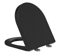 YEAUPE PRO Abattant WC Forme D Motif Losange, Cuvette Toilette avec Frein de Chute, Lunette WC avec Fermeture en Douceur, Lunette de Toilette noir Universelle, 43,5 * 36,2 CM