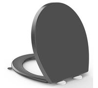 YEAUPE PRO Abattant WC Forme O, Abattant WC avec Frein de Chute, Lunette WC avec Fermeture en Douceur, Lunette de Toilette Universelle et Charnière Réglable, Gris, 44,6 * 37,2CM