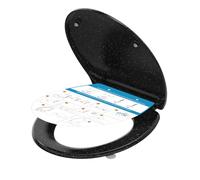 YEAUPE PRO Abattant WC Universel Forme O avec Frein de Chute, Lunette de Toilette Universelle, Facile à Nettoyer, Peut Supporter 150 Kg, Marbre Noir, 44,6 * 37,2 * 5,2 CM