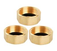 YEAUPE PRO Bouchon laiton brut femelle,Bouchon d'étanchéité à filetage femelle G1" (Ø 30,5 mm), avec bague d'étanchéité et ruban d'étanchéité PTFE,bouchon fileté pour tuyau d'arrosage, lot de 3