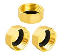 YEAUPE PRO Bouchon laiton brut femelle,Bouchon d'étanchéité à filetage femelle G1" (Ø 30,5 mm), avec bague d'étanchéité et ruban d'étanchéité PTFE,bouchon fileté pour tuyau d'arrosage, lot de 3