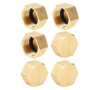 YEAUPE PRO Bouchon laiton brut femelle G3/8" (Ø15,3mm),avec Bague d'étanchéité et ruban d'étanchéité PTFE,Utilisé pour sceller les extrémités des tuyaux ou des raccords, 6 pièces