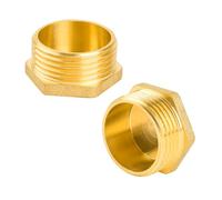 YEAUPE PRO Bouchon mâle en laiton,Bouchon d'étanchéité à filetage mâle G1" (Ø 32,5 mm),avec ruban d'étanchéité PTFE,bouchon fileté pour tuyau d'arrosage, lot de 2