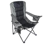 YEAUPE PRO Chaise Pliante Camping avec Accoudoirs - Fauteuil Pliable pour Jardin/Pêche/Extérieur, Noir/Gris, XL
