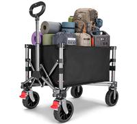 YEAUPE Pro Chariot de Camping Compact et Pliable de 70 L, Mini Chariot de Festival Pliable à Ouverture latérale avec Roues étroites de 15,2 cm, Double Frein Avant, Cadre à Double Croix, Chariot