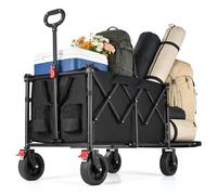 YEAUPE Pro Chariot de Camping Pliable de 120 à 160 L, Roues Larges de 17,8 cm et Deux Freins Avant, Chariot Pliable Robuste avec Poche en Maille, Ouverture arrière, Chariot Utilitaire Compact pour