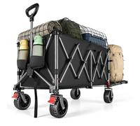 YEAUPE Pro Chariot de Camping Pliable Robuste de 160 à 240 L, Chariot Utilitaire de Jardin Pliable avec Roues de 17,8 cm de Large, Ouverture arrière, Double Frein Avant, Sac en Maille de 75 × 45 cm