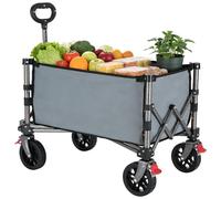 YEAUPE Pro Chariot de Camping Pliable Robuste de 200 L, Chariot Utilitaire de Jardin Pliable avec Cadre à Double Croix, Roues de réservoir de 17,8 cm, Double Frein Avant et Sac en Maille de 100 × 60