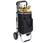 YEAUPE PRO Chariot de Courses avec Compartiment Isotherme - Charge maximale : 45 l et 25 kg - Chariot Pliable 3 en 1 - Chariot de Courses et Sac à bandoulière - Noir