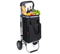 YEAUPE PRO Chariot de Courses avec Compartiment Isotherme - Charge maximale : 46 l et 25 kg - Chariot Pliable 3 en 1 - Chariot de Courses et Sac à bandoulière - Noir