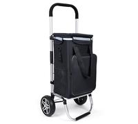 YEAUPE PRO Chariot de Courses, Capacité 50 L - Cadre en Aluminium, 2 Roues, Chariot 3 en 1 avec Sac Isotherme - pour Supermarché, Picnic, Voyages - Noir Encre