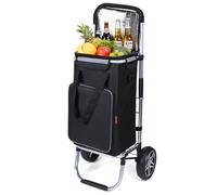 YEAUPE PRO Chariot de Courses, Capacité 50 L - Cadre en Aluminium, 2 Roues, Chariot 3 en 1 avec Sac Isotherme - pour Supermarché, Picnic, Voyages - Gris