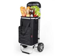 YEAUPE PRO Chariot de Courses, Capacité 50 L - Cadre en Aluminium, 2 Roues, Chariot 3 en 1 avec Sac Isotherme - pour Supermarché, Picnic, Voyages - Noir Charbon