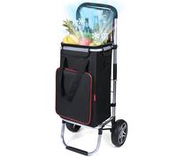 YEAUPE PRO Chariot de Courses, Capacité 50 L - Cadre en Aluminium, 2 Roues, Chariot 3 en 1 avec Sac Isotherme - pour Supermarché, Picnic, Voyages - Rouge