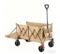 YEAUPE PRO Chariot de Jardin Pliable (180L, 120kg) avec Frein de stationnement & Ouverture arrière | Poignée réglable pour Camping | Kaki