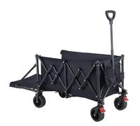 YEAUPE PRO Chariot de Plage, 60-110L, 100KG, Chariot de Transport Tout Terrain Pliable avec Double Frein, pour Camping et Courses, Charrette de Plage avec L’Espace Extensible, Nioir
