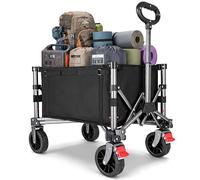 YEAUPE PRO Chariot de Plage Plegable - 70L, 50 kg Charge Max - Accès latéral zippé, Pliage Compact et Transport Facile, poignée réglable - Compact pour Camping, Courses & Maison - Noir Encre