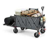 YEAUPE PRO Chariot de Plage Pliable - Arrière ouvrant pour Objets Longs, Capacité Extensible 150-240L, Chariot de Transport Pliable, pour Plage, Pêche, Camping, Jardin, Gris