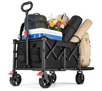 YEAUPE PRO Chariot de Transport Pliable - 100kg, Hayon Rabattable à Plat pour Objets Longs. Chariot Plage avec Freins, pour Plage, Camping, Peche, Transport - 60-110L, Noir