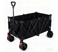 YEAUPE PRO Chariot de Transport Pliable 140-240 l 120 kg avec Frein de stationnement, Pliage 4 Voies, Arrière Ouvert, Hauteur réglable pour Camping, Chariot de Plage, Jardin, Shopping, Kaki
