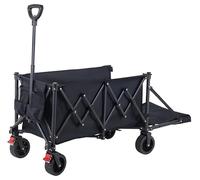 YEAUPE PRO Chariot de Transport Pliable 150-240 l 120 kg avec Frein de stationnement, Pliage 4 Voies, Arrière Ouvert, Hauteur réglable pour Camping, Chariot de Plage, Jardin, Shopping, Noir