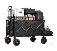 YEAUPE PRO Chariot de Transport Pliable - 200kg, Hayon Rabattable à Plat pour Objets Longs. Chariot Plage avec Freins, pour Plage, Camping, Peche, Transport - 160-240L, Noir Corbeau