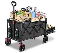 YEAUPE PRO Chariot de Transport Pliable - 200kg, Hayon Rabattable à Plat pour Objets Longs. Chariot Plage avec Freins, pour Plage, Camping, Peche, Transport - 160-240L, Noir Brillant