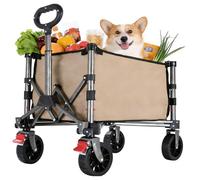 YEAUPE PRO Chariot de Transport Pliable, 50 kg Charge Max - Accès latéral zippé, Porte-gobelet, poignée réglable - Compact pour Bureau, Courses & Maison - 60L, Kaki