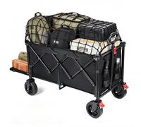 YEAUPE PRO Chariot de Transport Pliable, Hayon Rabattable à Plat pour Objets Longs. Chariot Plage avec Freins, pour Plage, Camping, Peche, Transport (Noir Foncé, 160-240L)