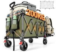 YEAUPE PRO Chariot Pliable 220L 200KG, Chariot de Plage Tout-Terrain Léger 13KG, Roues Large 17cm, Multifonction pour Jardin, Courses, Plage, Pique-Nique & Activités Extérieures