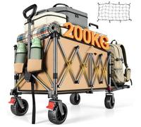 YEAUPE PRO Chariot Pliable 220L 200KG, Roues Larges Tout-Terrain, Kaki