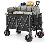 YEAUPE PRO Chariot Pliable 260L 250KG, Chariot de Plage Tout-Terrain Léger 13KG, Roues Large 17cm, Multifonction pour Jardin, Courses, Plage, Pique-Nique & Activités Extérieures