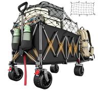 YEAUPE Pro Chariot Pliable 340L 300KG, 17x10 cm Roues Larges Tout-Terrain | Porte Arrière Rabattable pour Objets Longs, Chariot de Plage Léger 14.5KG pour Jardin, Camping, Courses & Événements Sportifs