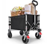 Yeaupe Pro Chariot Pliable, 70L 80kg Chariot de Courses, Chariot de Transport Pliable avec Fermeture Éclair Latérale Et Poignée Réglable en Hauteur. Idéal pour Le Jardin, Les Courses, Le Transport