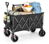 YEAUPE PRO Chariot Transport Pliable 200L 150KG, Chariot Jardin Tout-Terrain avec Roues 7''. Freins Doubles, Cadre renforcé, Filet Inclus. Pliage Compact: Camping, Festival, Courses, Noir