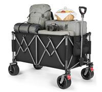 YEAUPE PRO Chariot Transport Pliable 260L 150KG, Chariot Jardin Tout-Terrain avec Roues 7''. Freins Doubles, Cadre renforcé, Filet Inclus. Pliage Compact: Camping, Festival, Courses, Noir Encre