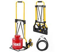YEAUPE PRO Diable Pliable Monte-Escalier Poignée Réglable 50 kg Jaune