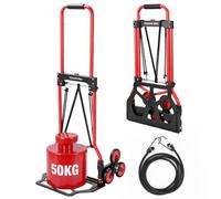 YEAUPE PRO Diable Pliable Monte-Escalier Poignée Réglable 50 kg Rouge