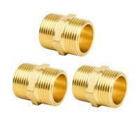YEAUPE PRO Mamelon Laiton Double Mâle G3/4"(Ø 25,7mm), 3 pièces,avec ruban d'étanchéité PTFE, pour Tuyau Douche, Reducteur de Pression Eau, Groupe de Securite Chauffe Eau, Radiateur eau Chaude