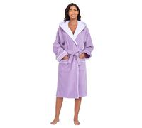 YEAUPE PRO Peignoir de Bain Femme, 100% Coton avec Capuche - Certifié OEKO-TEX® - Robe de Chambre Eponge 2 Poches, Ceinture - Doux, Absorbant et Confort, Violet Lavande