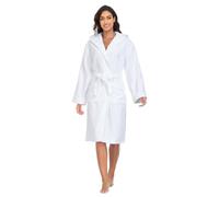 YEAUPE PRO Peignoir de Bain Femme, 100% Coton avec Capuche - Certifié OEKO-TEX® - Robe de Chambre Eponge 2 Poches, Ceinture - Doux, Absorbant et Confort, Peignoir unisexe, Blanc