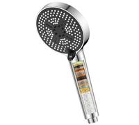 YEAUPE PRO Pomme de douche 6 fonctions 110 mm chromée avec cartouche filtrante remplaçable, pulvérisation haute pression d'économie d'eau, buses anti-calcaire faciles à nettoyer