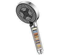 YEAUPE PRO Pomme de douche 6 fonctions 110 mm chromée avec cartouche filtrante remplaçable, pulvérisation haute pression d'économie d'eau, buses anti-calcaire faciles à nettoyer